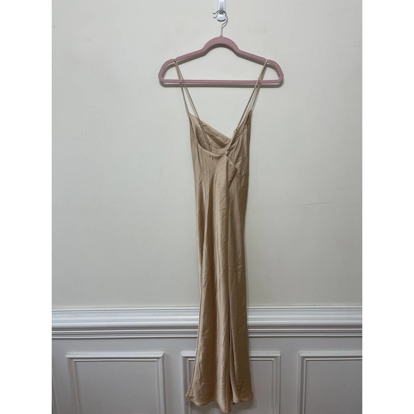 Show Me Your Mumu Verona Cowl Neck Midi Dress Champagne Lux Satin Large Slip - Picture 5 of 7